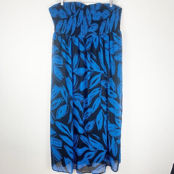 Lane Bryant Dresses & Skirts - Lane Bryant Dress Womens 26/28 Maxi Strapless Spring Summer Smocked Flowy Long